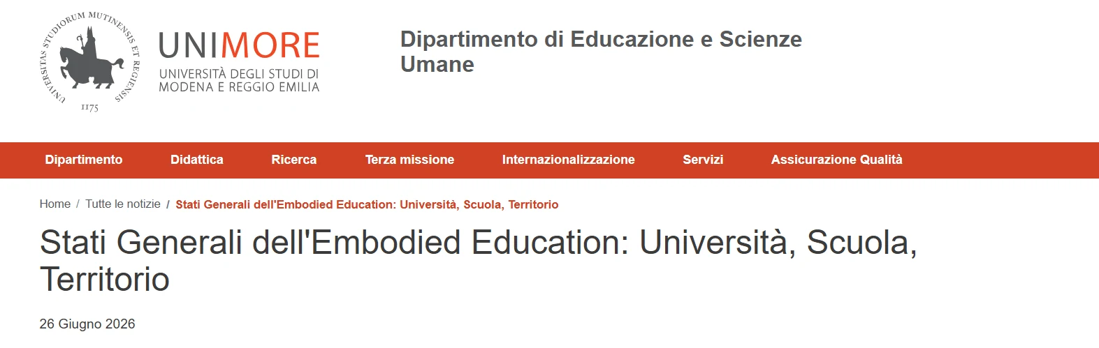 Stati Generali dell'Embodied Education: Università, Scuola, Territorio